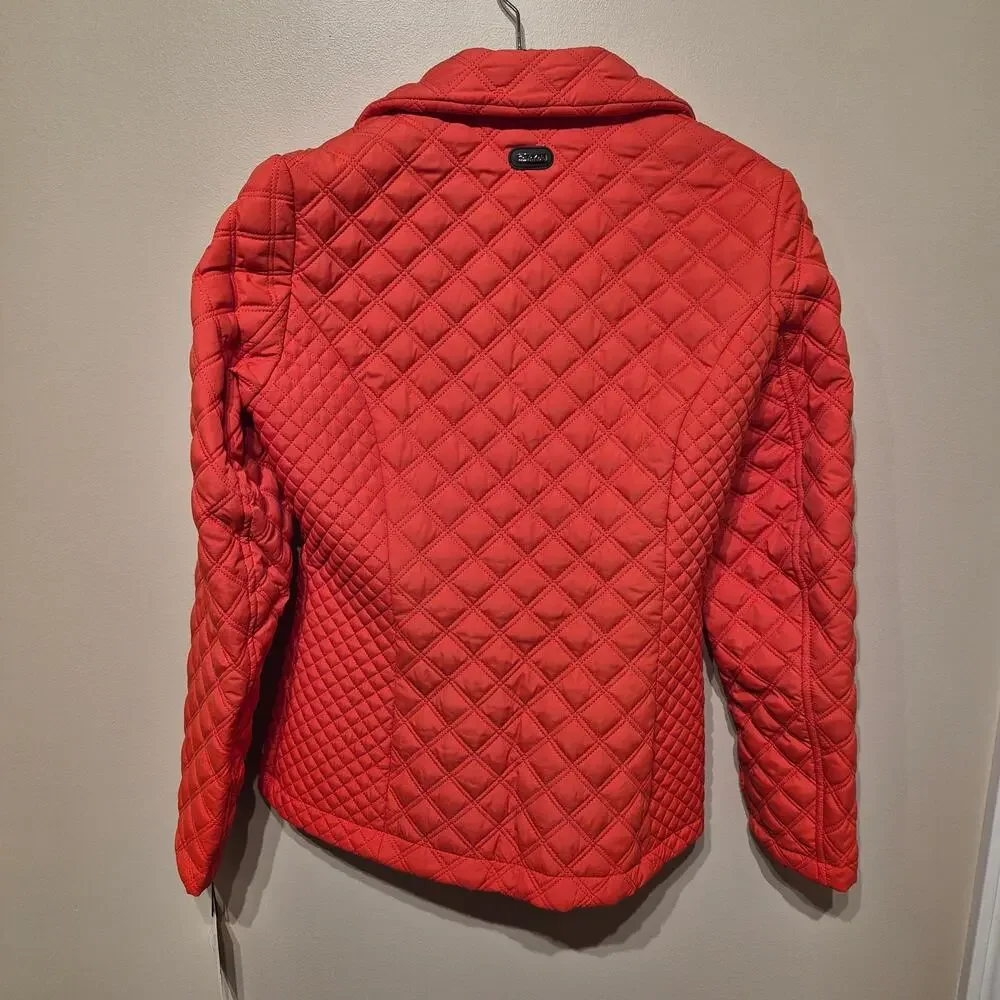 Calvin Klein XS Water Resistant Pum Persimmon Diamond Quilted Blazer Jacket NWT